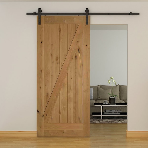 Codel Doors 36" x 84 " Knotty Alder 1-Panel Z-Bar Barn Slab Door - 3070SKA8401Z