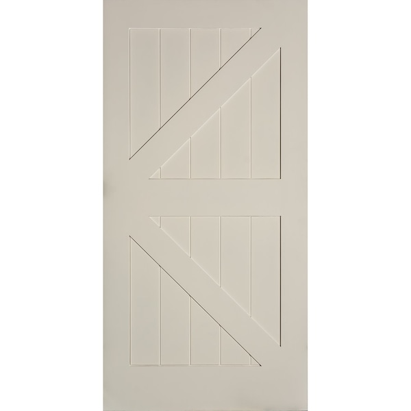 Trimlite 42" x 84 " Primed 2-Panel K-Bar Barn Door with Silver Hardware - 3670PRI8402K-H7SS
