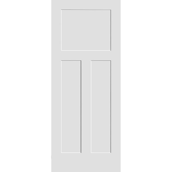 Codel Doors 26" x 80" Primed 3-Panel Mission Interior Shaker Slab Door - 2268PRI8403