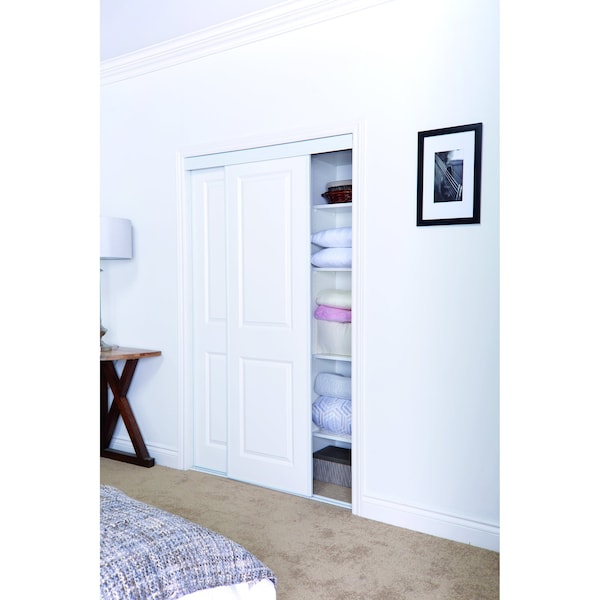 Renin Renin 72 in. x 80 1/2 in. Ashbury 2 Panel Design Steel Frame Bypass Door - BY0108BWPRC072080