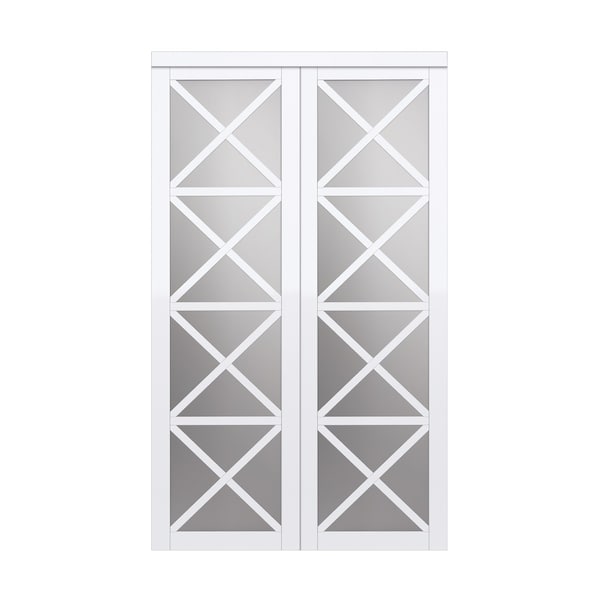 Renin Renin 48 in. x 80 1/2 in. Lace Multi-X Design Mirror Bypass Door - EU3265PWCLE048080