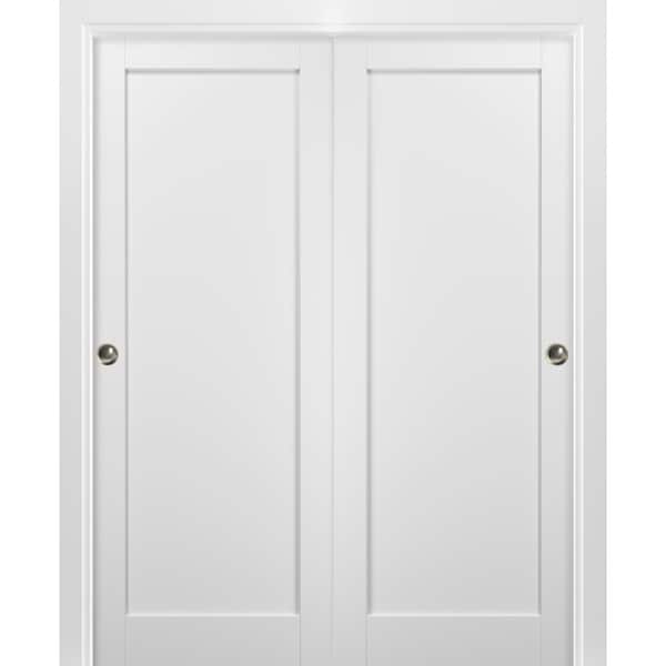 Sartodoors Closet Bypass Interior Door, 64" x 80", White - QUADRO4111DBD-WS-64