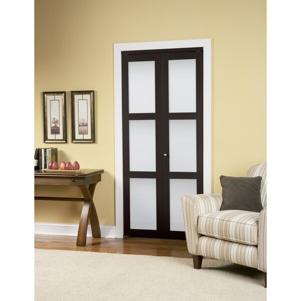 Renin Renin 36 in. x 80 in. Euro French Style 3-Lite Interior Bi-Fold Closet Door - EU3100ESFGE036080