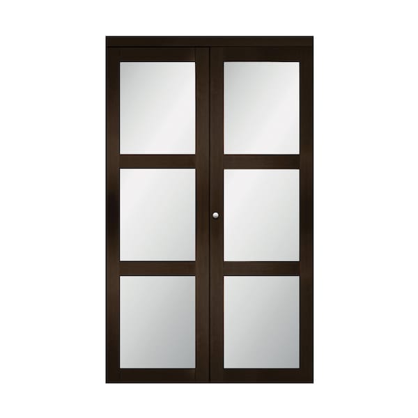 Renin Renin 36 in. x 80 in. Euro French Style 3-Lite Interior Bi-Fold Closet Door - EU3100ESFGE036080