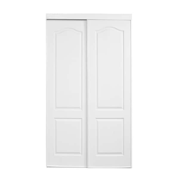 Renin Renin Savona 2 Panel Arched Design Steel Frame Bypass Door, 48 in x 80 12 in - BY0109BWPRC048080
