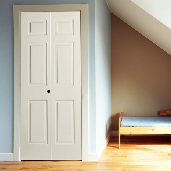 Codel Doors 30" x 80" Primed 6-Panel Colonist Molded Hollow Core Bifold Door and Hardware - 2668MHCCOLBF