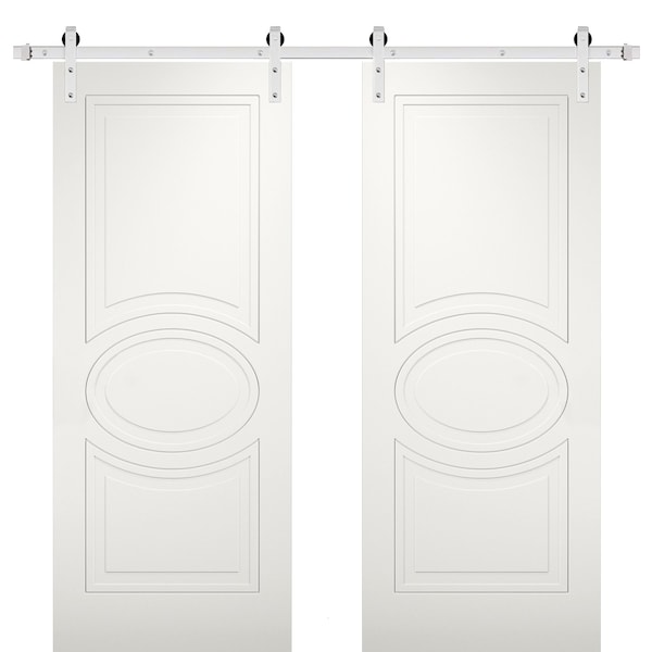 Vdomdoors Double Barn Interior Door, 48" x 96", White - MELA7001DB-S-WS-4896