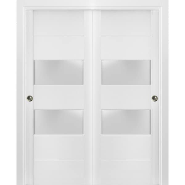 Sartodoors Closet Bypass Interior Door, 48" x 80", White - LUCIA4010DBD-BEM-48