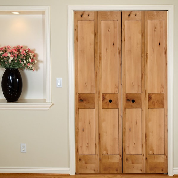 Codel Doors 24" x 80" Knotty Alder 2-Panel Shaker Bifold Door and Hardware - 2068SKA8402BF