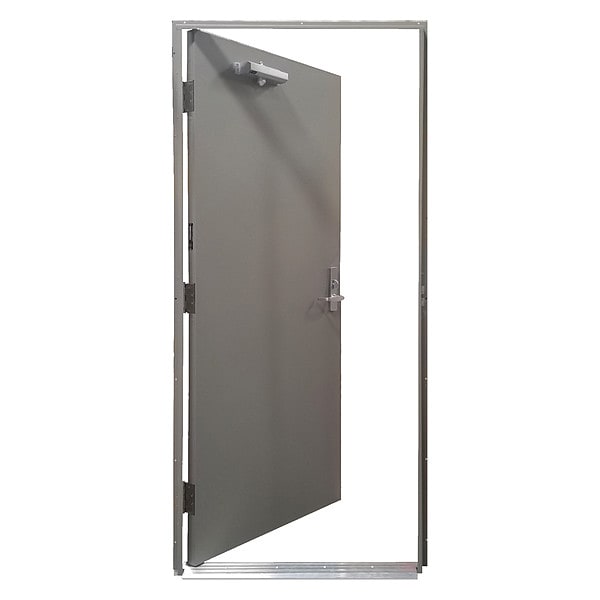 Securall Steel Door with Frame, RHR, 84 in H, 36 in W, 1 3/4 in Thick, 18 Gauge Steel - HDQP3684LH