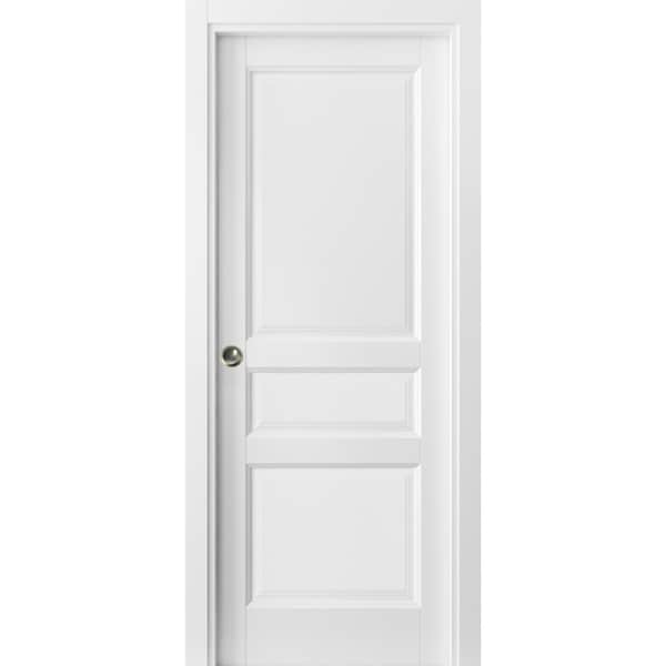 Sartodoors Pocket Interior Door, 30" x 80", White - LUCIA31PD-BEM-30