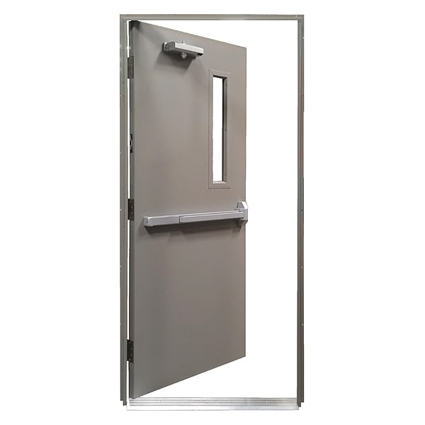 Securall Steel Door with Frame, RHR, 80 in H, 36 in W, 1 3/4 in Thick, 16 Gauge Steel - HDQR163680LH