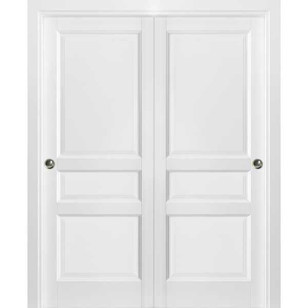 Sartodoors Closet Bypass Interior Door, 48" x 80", White - LUCIA31DBD-BEM-48