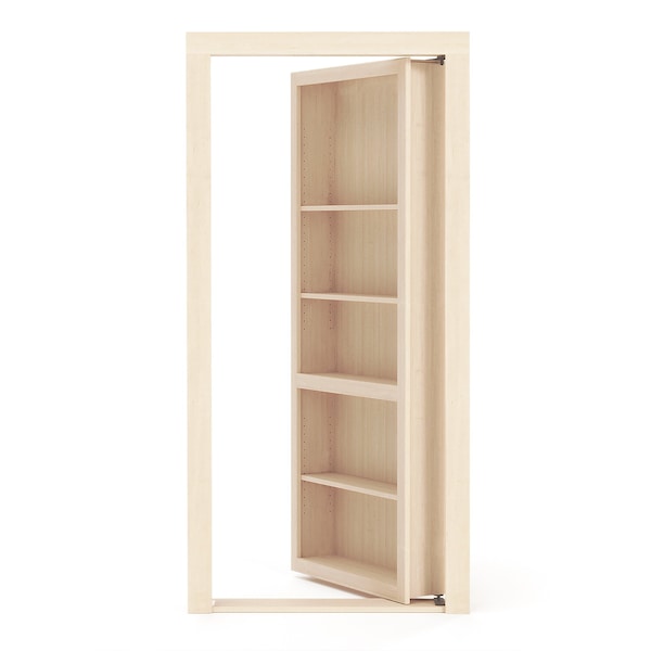 Invisidoor Maple Flush Mount 32 in. x 80 in. Unfinished Assembled Bookcase Door - ID.BC32.MA