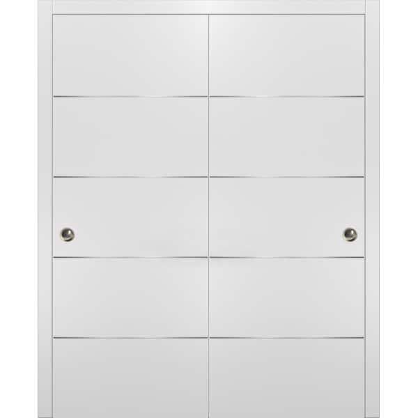 Sartodoors Double Sliding White 64x80 with Hardware Planum 0020 Rails 13' Hangers Steel Set Closet Modern Core - PLANUM20DBD-BEM-64