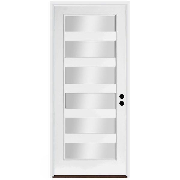 Codel Doors 32" x 96" Primed White Contemporary Flush-Glazed Exterior Fiberglass Door - 2880LHISPSF20F6LC491615B