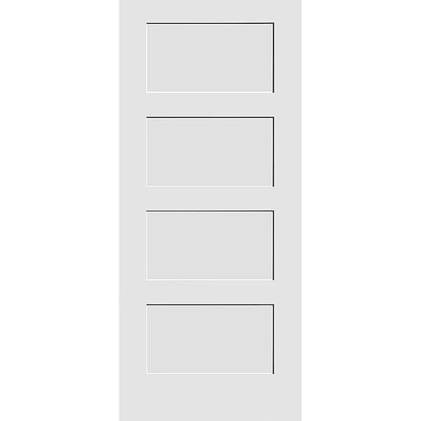 Codel Doors 36" x 80" Primed 4-Panel Equal Panel Interior Shaker Slab Door - 3068PRI8444