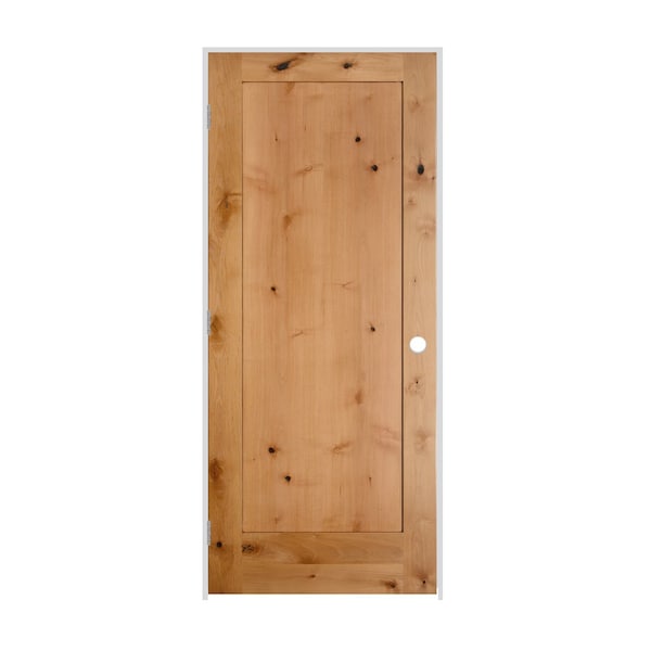 Codel Doors 34" x 80" x 1-3/8" Knotty Alder 1-Panel Interior Shaker 7-1/4" RH Prehung Door w/Brushed Chrome Hngs - 2168SKA8401RH26D714