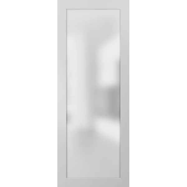 Sartodoors Opaque Glass Panel Slab 36x96 Planum 2102 White Silk Use as Pocket Sliding Closet Wood Core Interior - PLANUM2102S-WS-3696