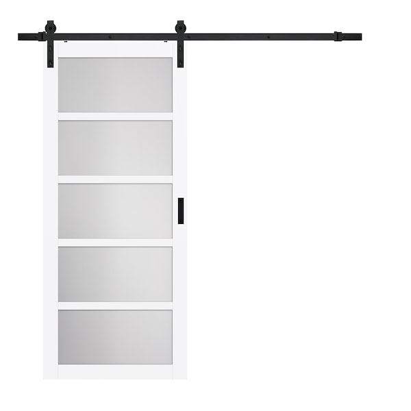 Renin Renin 36 in. x 84 in. Pavilion 5-Lite Complete Barn Door Kit - BD062W01BW5TGE36084