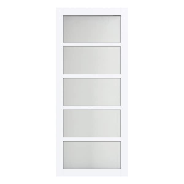 Renin Renin 36 in. x 84 in. Pavilion 5-Lite Complete Barn Door Kit - BD062W01BW5TGE36084