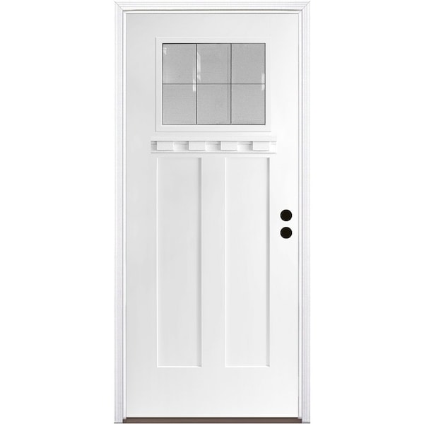 Codel Doors 36" x 80" Primed White Shaker Exterior Fiberglass Door - 3068LHISPSFHFLS200P491626DB