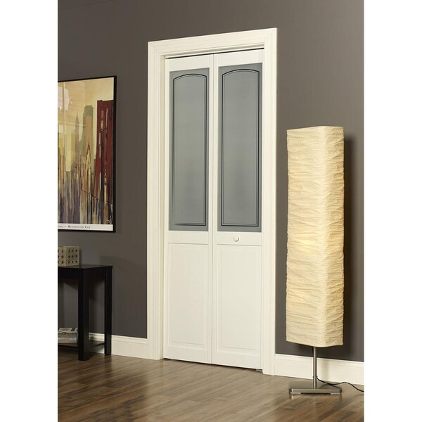 American Wood 32 x 80 in. Half Glass Litho Bifold Door, Unfinished Pine - 884728