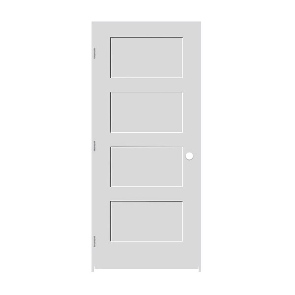 Trimlite 36"x80"x13/8" Primed 4Panel Equal Panel Interior Shaker 49/16" RH Prehung Door Brushed Chrome Hinges - 3068PRI8444RH26D4916