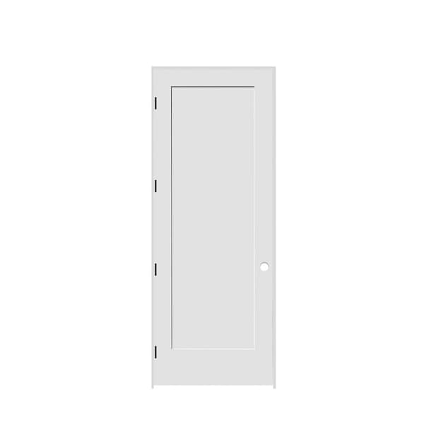 Codel Doors 36" x 96" x 1-3/8" Primed 1-Panel Interior Shaker 6-9/16" RH Prehung Door with Black Hinges - 3080PRI8401RH1D6916