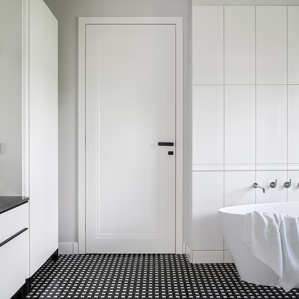 Codel Doors 36"x80"x1-3/4" Primed 1-Panel 2-Step Interior Shaker 20min Fire Rated 6-9/16" LH Prehung Door - 3068134PRI849120MLH26DB6916