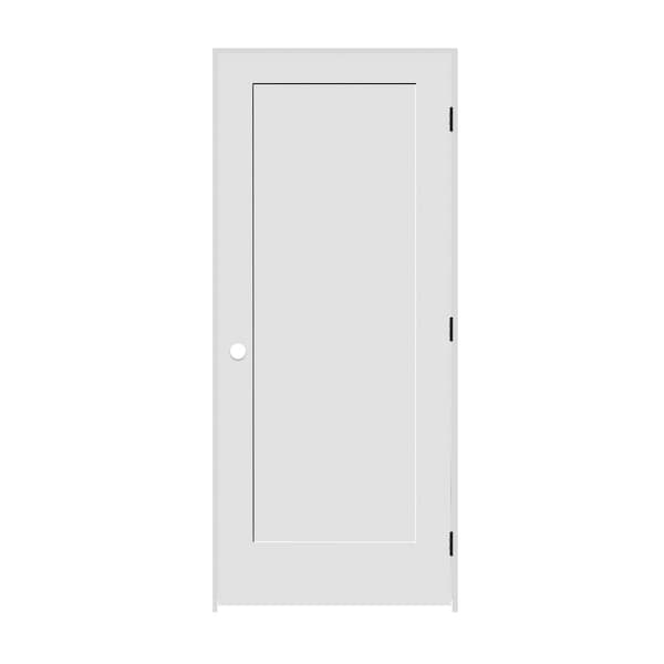 Codel Doors 34" x 84" x 1-3/8" Primed 1-Panel Interior Shaker 7-1/4" LH Prehung Door with Matte Black Hinges - 2170PRI8401LH10B714