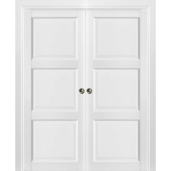 Sartodoors Double Pocket Interior Door, 36" x 80", White - LUCIA2661DP-BEM-36