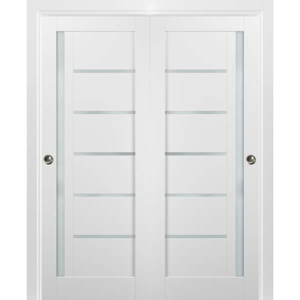 Sartodoors Closet Bypass Interior Door, 60" x 96", White - QUADRO4088DBD-WS-6096