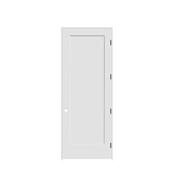 Codel Doors 30" x 96" x 1-3/8" Primed 1-Panel Interior Shaker 4-9/16" LH Prehung Door with Black Hinges - 2680PRI8401LH1D4916