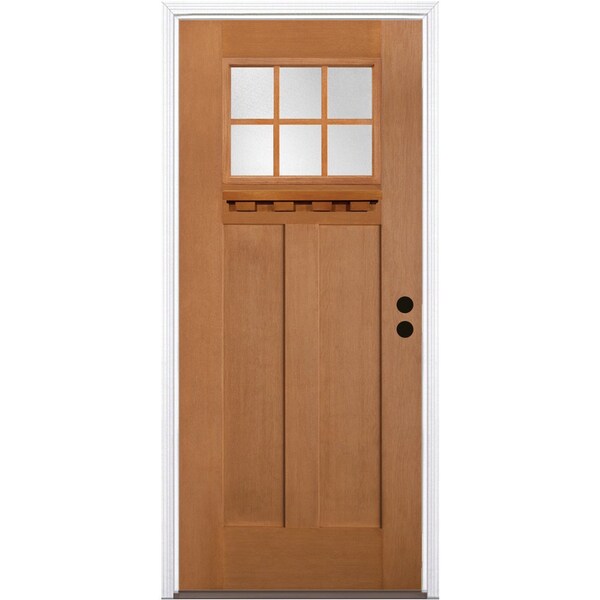 Codel Doors 32" x 80" Fir Grain Shaker Exterior Fiberglass Door - 2868LHISPFGHER2066C491615B