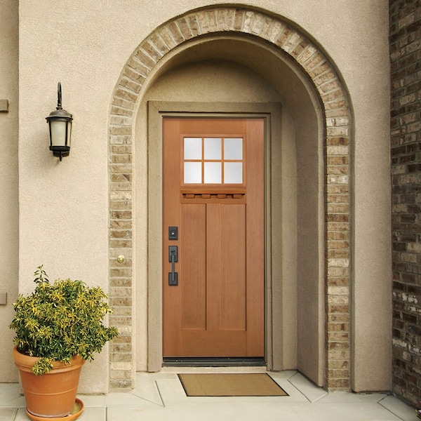 Codel Doors 32" x 80" Fir Grain Shaker Exterior Fiberglass Door - 2868LHISPFGHER2066C491615B