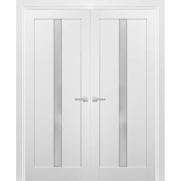 Sartodoors Double French Interior Door, 48" x 80", White - QUADRO4112DD-WS-48