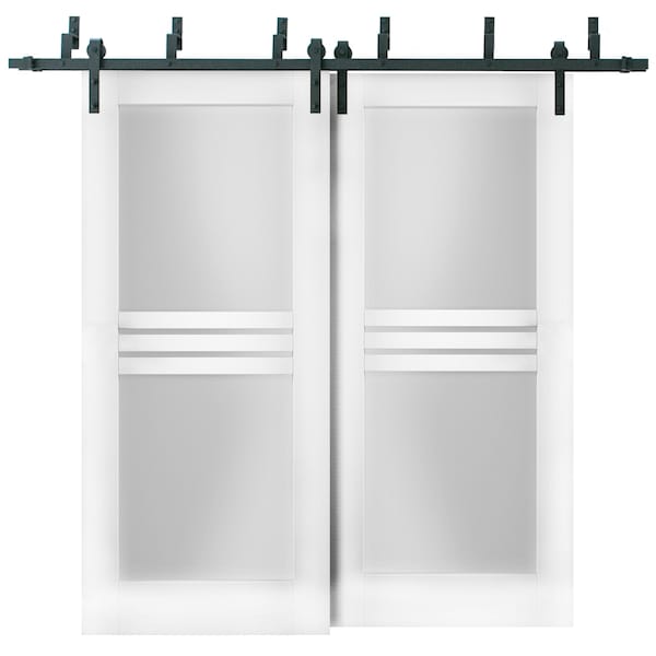 Vdomdoors Barn Bypass Interior Door, 84" x 96", White - MELA7222BBB-WS-8496