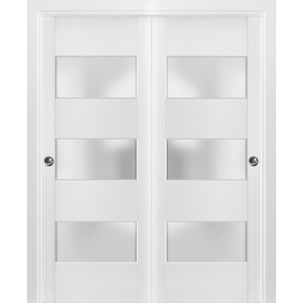 Sartodoors Closet Bypass Interior Door, 72" x 96", White - LUCIA4070DBD-BEM-7296