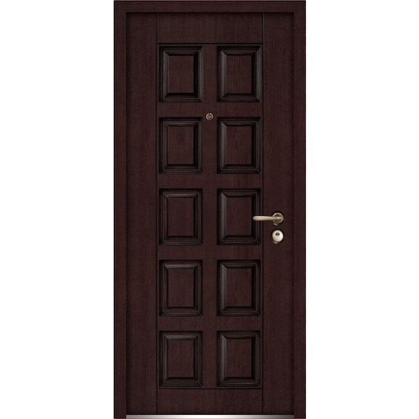 Vdomdoors Front Exterior Prehung Steel Door 36x80 " InswingBallucio 1700 Dark Brown OakPanel Inserts Classic - BALLUCIO1700ED-BRW-36-LH