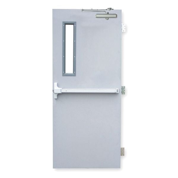 Ceco Security Door, LHR, 80 in H, 36 in W, 1 3/4 in Thick, 18 Gauge Steel, Type: 2 - RSHL-3-3068-LHR-CU