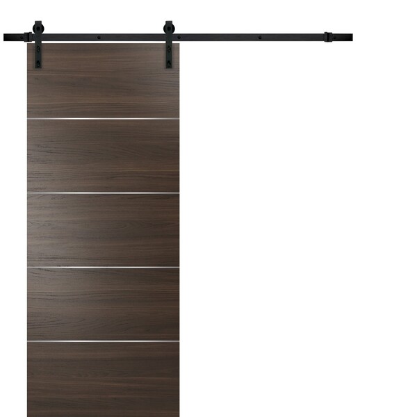Sartodoors Sliding Brown 42x96 8' Planum 0020 Chocolate Ash Top Mount Track Set Steel Set Closet Modern Core - PLANUM20BD-SHOYA-B-4296