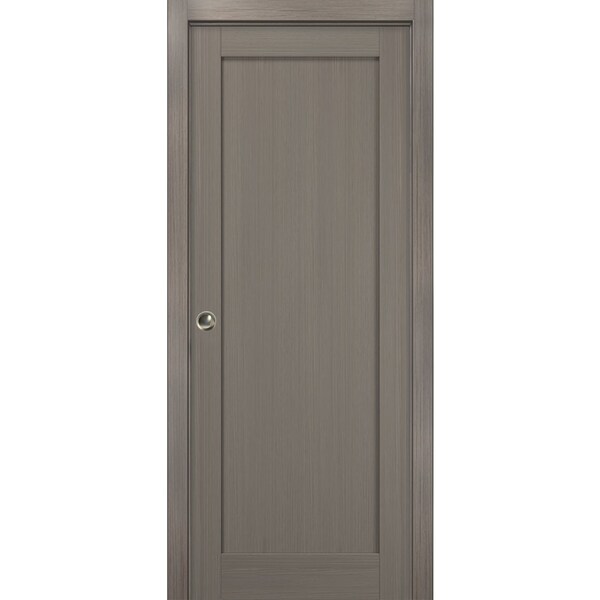Sartodoors Pocket Interior Door, 32" x 96", Gray - QUADRO4111PD-KS-3296