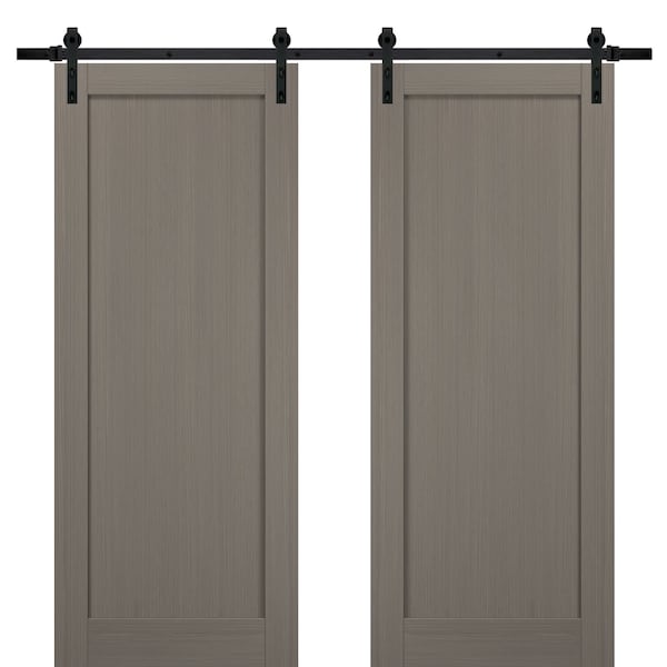 Sartodoors Double Barn Interior Door, 64" x 84", Gray - QUADRO4111DB-KS-6484