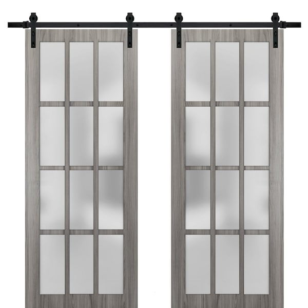 Sartodoors Double Barn Interior Door, 48" x 80", Gray - FELICIA3312DB-GA-48