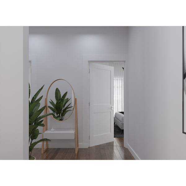 Reso 18 in. x 96 in. Left-Handed Solid Core Primed Single Prehung Interior Door Black Hinges - RID1896-2W-MB-LH