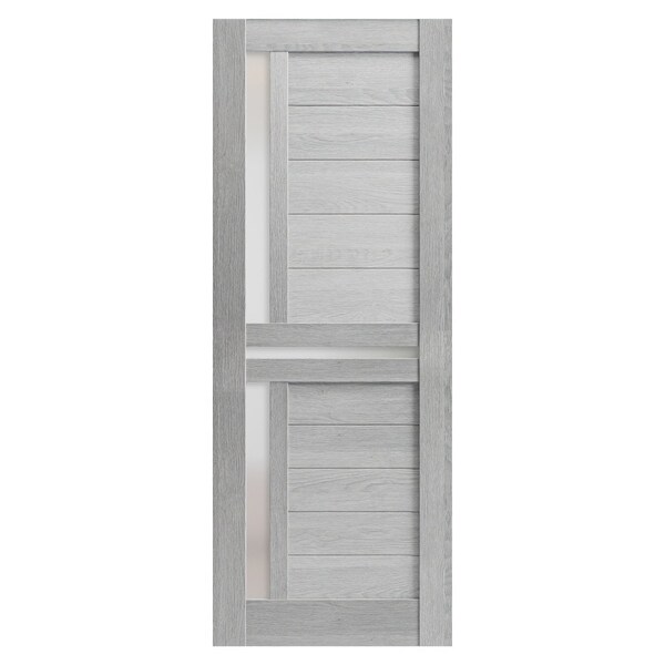 Sartodoors Solid French Double Doors 60 x 80in, Quadro 4445 Nebraska Grey W/ Frosted Glass - QUADRO4445DD-NEB-60