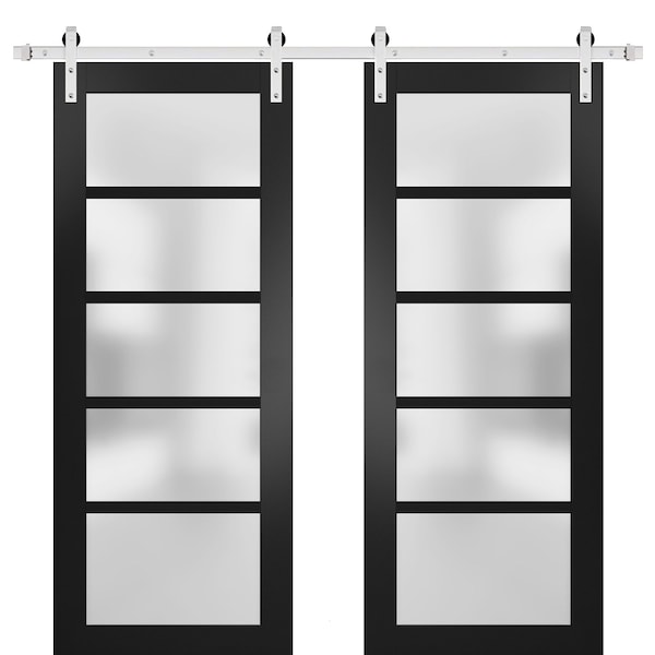 Sartodoors Double Barn Interior Door, 36" x 96", Black - QUADRO4002DB-S-BLK-3696