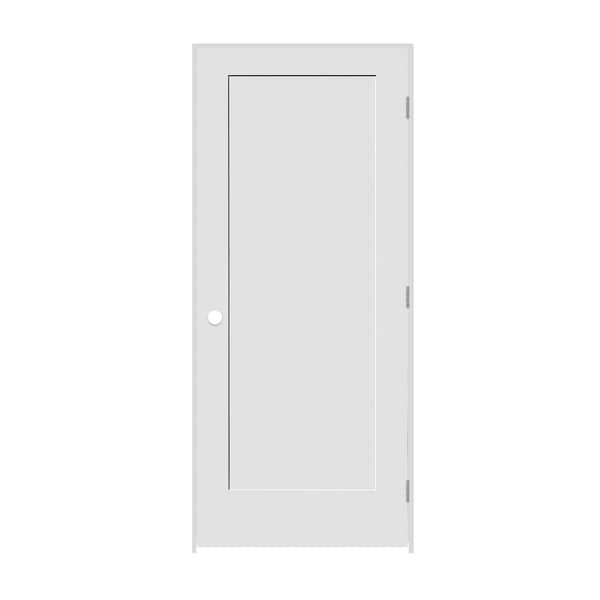 Codel Doors 24" x 80" x 1-3/8" Primed 1-Panel Interior Shaker 6-9/16" LH Prehung Door with Brushed Chrome Hinges - 2068PRI8401LH26D6916