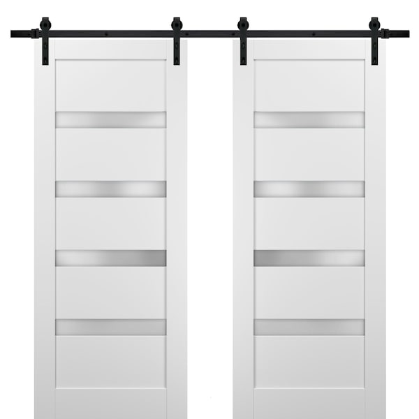 Sartodoors Double Barn Interior Door, 36" x 84", White - QUADRO4113DB-WS-3684